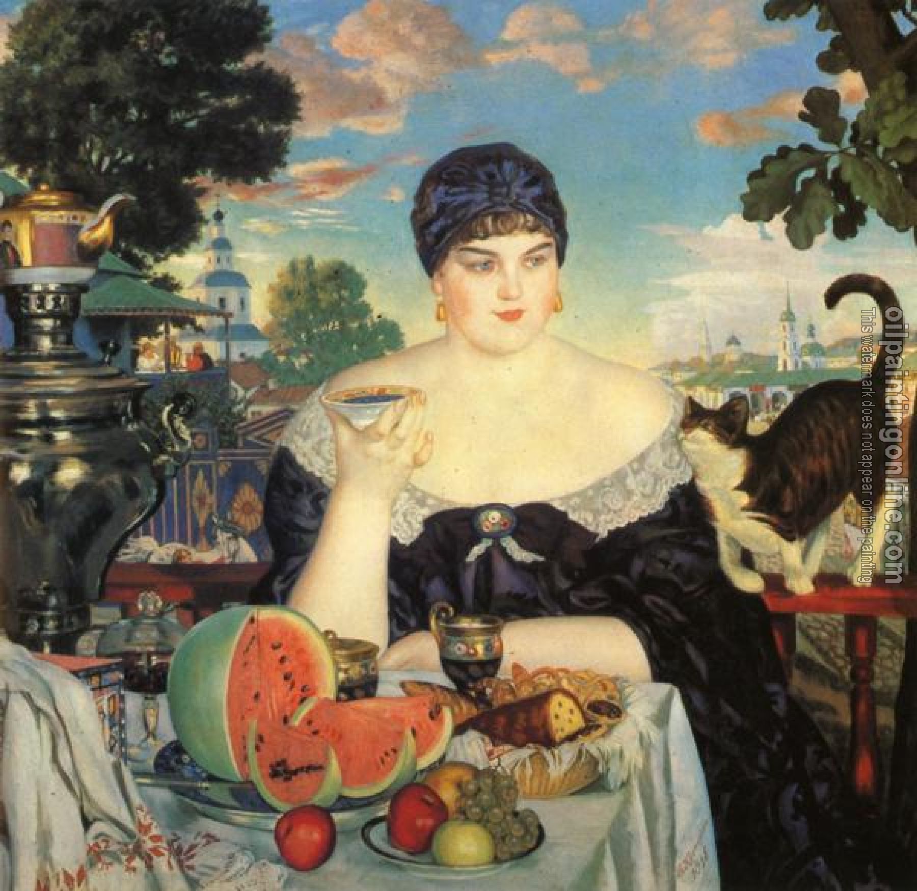 Kustodiev, Boris - The Merchant's Wife at Tea